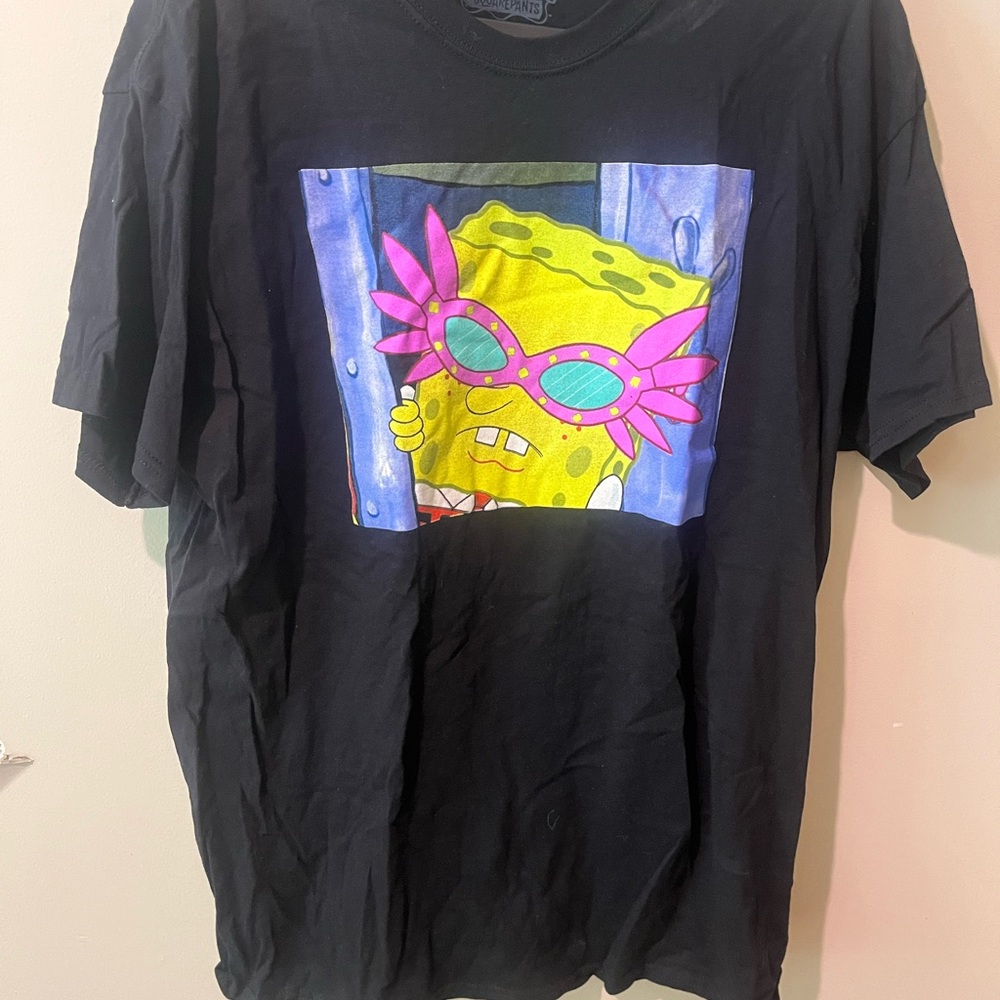 SpongeBob SquarePants Black Tee with Gray Logo